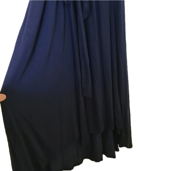 Soma Navy Blue Sleeveless Maxi Dress with Belted Waist & V-Neck - Picture 2 of 8